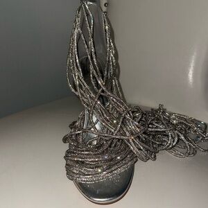 Azalea Wang Silver Fringe Heels